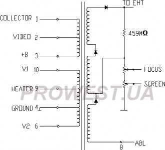 6174V-8004A  (HR8163)  Строчный трансформатор ТДКС