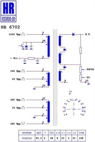 HR6702  Строчний трансформатор ТДКС